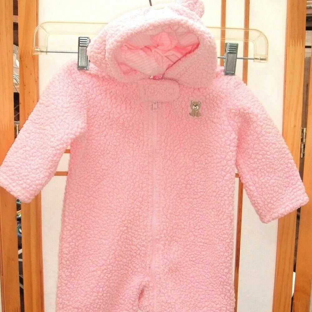 Girls Carter's Infant Light Pink Fuzzy Bear Pram